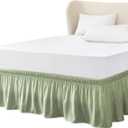 FreshCulture Elastic Bed Skirt - Full Size, 18-Inch Drop, Hotel Quality Dust Ruffle (Sage Green) (Green)