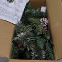 Juegoal 2 Pack Pre-lit Christmas Tree Urn Filler, Lighted Artificial Xmas Pine Trees with Tripod Stake, 8 Modes & Timer, Battery Powered Outdoor Light Up Planter Filler Festival Holiday Decor