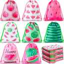 24 Pcs Watermelon Party Favors 7.1 x 5.1 Inch Watermelon Gift Bags Summer Fruit Party Favor Treat Candy Drawstring Bags for Kids Birthday Baby Shower Hawaiian Luau Pool Party Decorations
