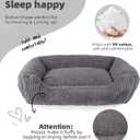YUNIQUE Large Dog Bed - Plush Corduroy, Anti-Slip Bottom, Soft and Cozy for Dogs (Grey, Large)