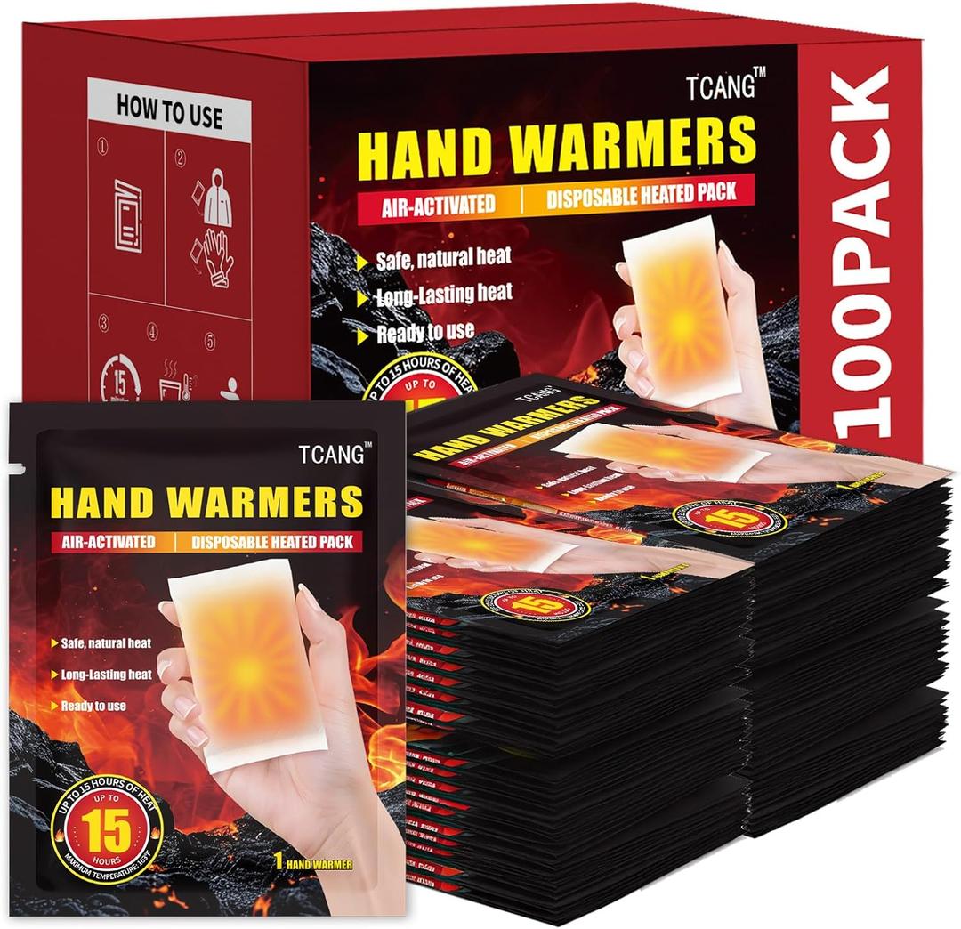 Hand Warmers Disposable - Up to 15 Hours of Heat - 50/100/200 Pack Super Long Lasting Air Activated Warmers, All Natural, Portable for Body, Hands & Toes - Odorless Hot Warmer Heater for Outdoor Sport