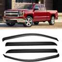 Window Visors for 2014-2018 Chevrolet(Chevy) Silverado & GMC Sierra 1500 Crew Cab, Rain Guards Vent Deflector Shade Dark Smoke for 15-19 Silverado & Sierra 2500HD/3500HD, Tape-On, 4PCS