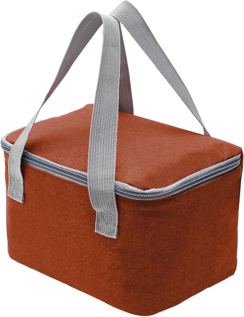 Nanxson Insulated Lunch Bag Reusable Tote Bags Meal Prep Cooler Bag Picnic Basket Collapsible with Zippered Top (4L,Dark Red)