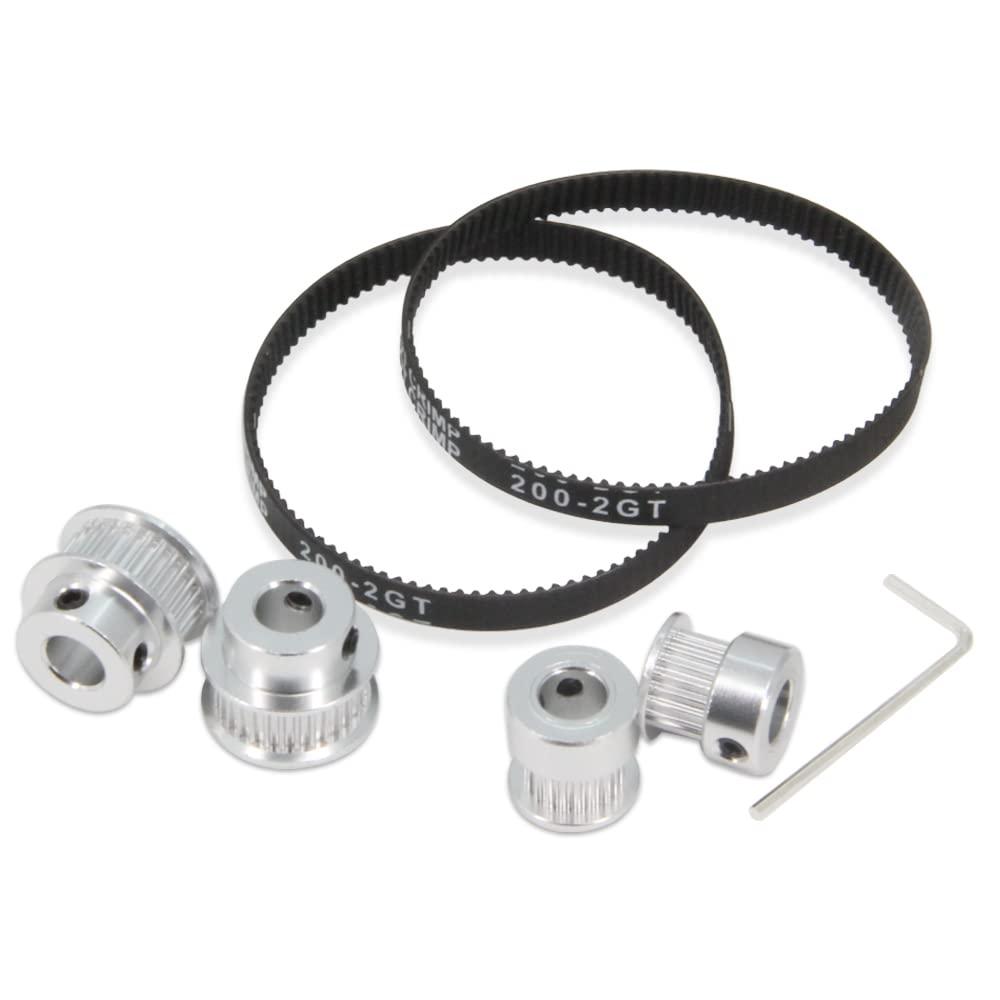 Zeberoxyz 2PCS Set GT2 Synchronous Wheel 20&30 Teeth 8mm Bore Aluminum Timing Pulleys with 2PCS Length 200mm Width 6mm Belt (20-30T-8B-6)
