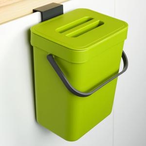 Kitchen Waste Bin with Hooks 5L, Indoor Kitchen Sealed Under Sink for Kitchen, Food Waste Bin for Countertop (Green)