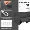 Peryiter 7 Pcs L Shape Sectional Recliner Sofa Covers 5 Seat Sectional Couch Covers Milk Silk Velvet Stretch Reclining Sofa Slipcover Furniture Protector for Living Room(Dark Gray,Milk Silk)