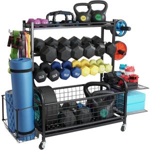 STUFFSTASH Heavy Duty Dumbbell Rack, Sheet Steel Shelf and Base, Ideal for Home Gym Dumbbells, Kettlebells, Yoga Mat Storage
