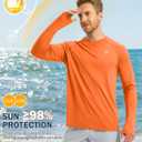 Pudolla Men's Sun Protection Shirts UV SPF UPF 50+ Rash Guard Long Sleeve Lightweight Quick Dry Brethable Swimming Fishing (Orange, L)