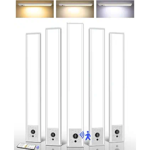 EZVALO 5Pack Under Cabinet Lighting, 4000mAh Rechargeable Motion Sensor Light, 16.5inch Magnetic Closet Lights with Dimmable & 3 Color Temps, Wireless Motion Activated Lights with Remote for Kitchen
