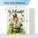 DLZDN Welcome St Patricks Day Dog Garden Flag Shamrocks Corgi Flag 1218 Inch Double Side Vertical Burlap Farmhouse Yard Sign Holiday Outdoor Decoration