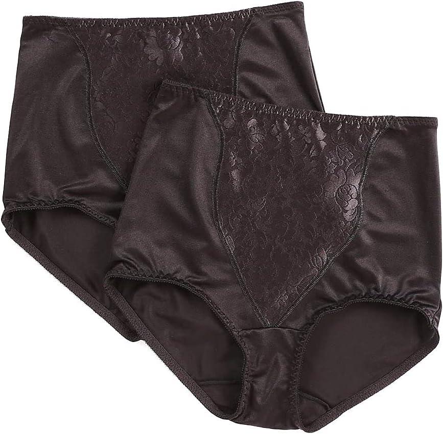 Bali Womens Shapewear Double Support Light Control Brief with Lace Fajas 2-Pack DFX372 (XX-Large, Black/Black)