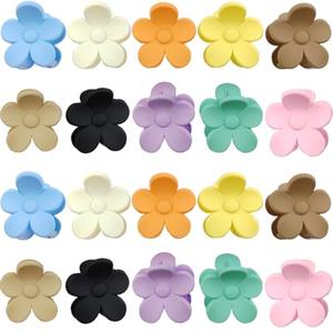 ROYHOO 20PCS 1.57inch Cute Flower Claw Clips, Small Jaw Clips for Women Girls Thin/Medium/Thick Hair, 10 Colors Nonslip Strong Hold Clamps Catch Barrettes Hair Accessories