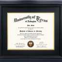 11x14 Diploma Degree Frame with Mat or Display 15x18 Certificates without Mat,Solid Wood,Black Finish with Intricate Black Rope Detail,UV Protection Acrylic