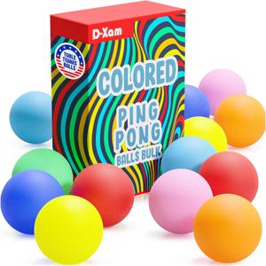 D-Xam Multi Color, Orange or White Ping Pong Balls Table Tennis Ball for Games Arts Pack of 50, 30 & More, 40mm Pong Balls Party Pets School Activities Christmas Halloween Assorted Colors