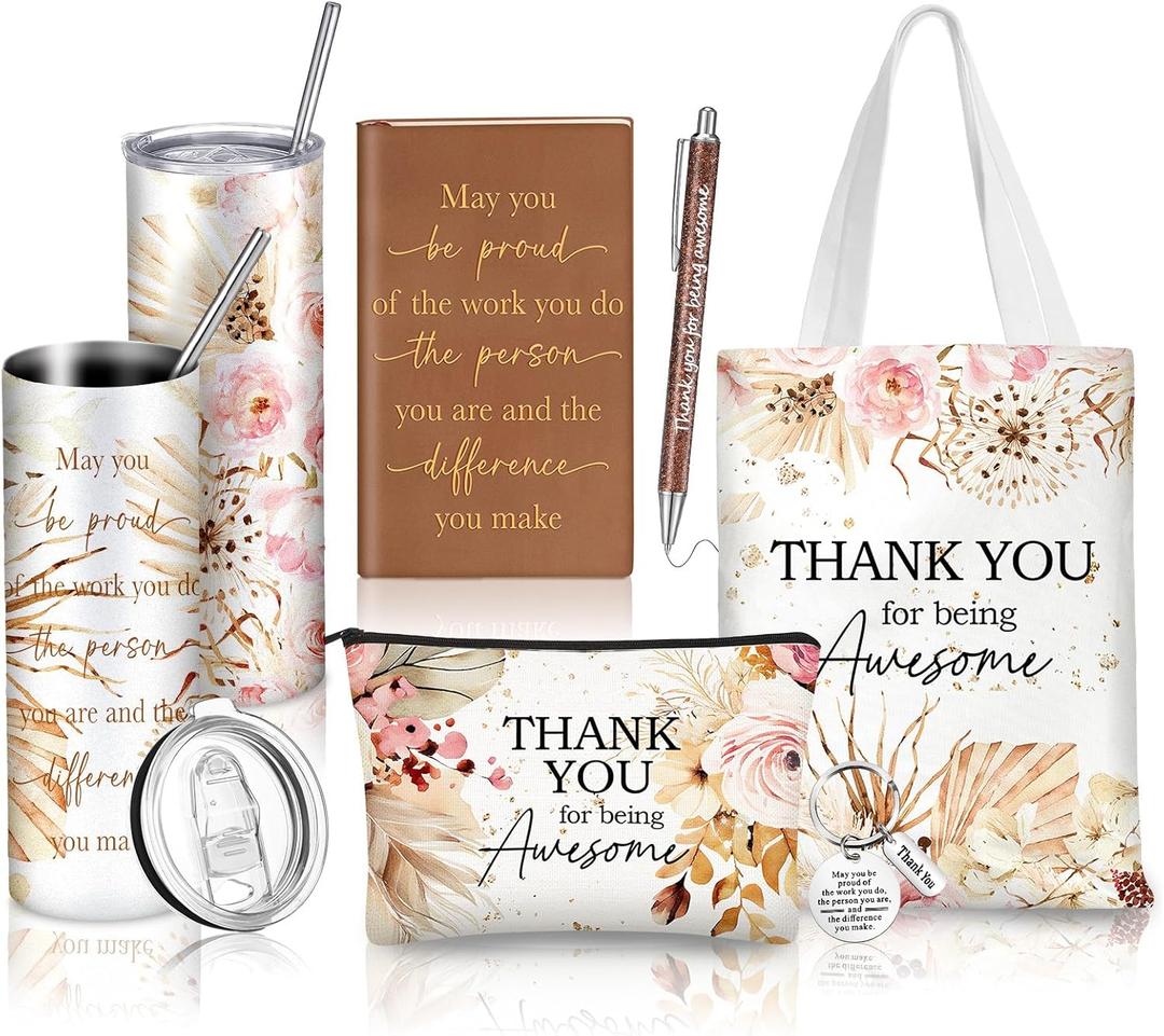 6 Pcs Employee Appreciation Gifts for Women, Thank You Gift Set for Coworker, Staff, Teacher, Nurse, Team Recognition Gifts for Work Anniversary, Farewell, Promotion(Dream Style)