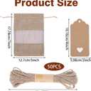 Nodaaiie 50 Pcs 5 x 7 Inch Burlap Bags with See-Through Window & Bonus Cards, Natural Jute Burlap Sack Drawstring Gift Favor Pouches for Wedding Party Favors Jewelry Samples