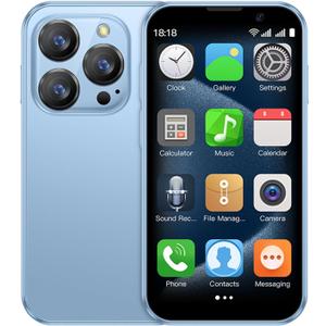 XS18Pro 3G Mini Smartphone 3.0 Inch WiFi GPS Quad Core Android 8.1 Cute Palm Smartphone Slim Body HD Camera Dual Sim Compatible with Google Play 2GB RAM 16GB ROM China Mobile (Light Blue)