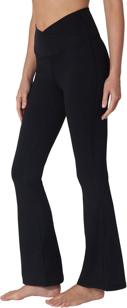Yogalicious Women's Flare Legging Crossover High Waisted Squat Proof Bootcut Yoga Pant 29"/31.5" (Small)