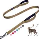 Fida 5 FT Heavy Duty Dog Leash with 2 Comfortable Padded Handles, Traffic Handle & Advanced Easy Snap Hook, Reflective Walking Lead for Large, Medium & Small Breed Dogs, Brown