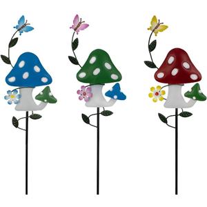 Stargarden Decorative Garden Stakes, 3 Pack Mushroom Lawn Ornaments Metal Garden Stakes, Colorful Yard Art for Garden, Lawn, Porch