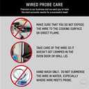 Taylor Programmable Instant Read Wired Probe Digital Meat Food Grill BBQ Cooking Kitchen Thermometer with Alarm, White