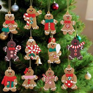 3 x 12 Pcs Gingerbread Man Ornament Gingerbread Men Ornaments of Various Shapes for Christmas Tree Gingerbread Christmas Decorations