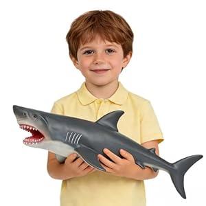 SmilerSmile Simulated Ocean Big Animal, One pc 15 Inch Soft Filled Rubber Sea Educational Toys (Great White Shark)