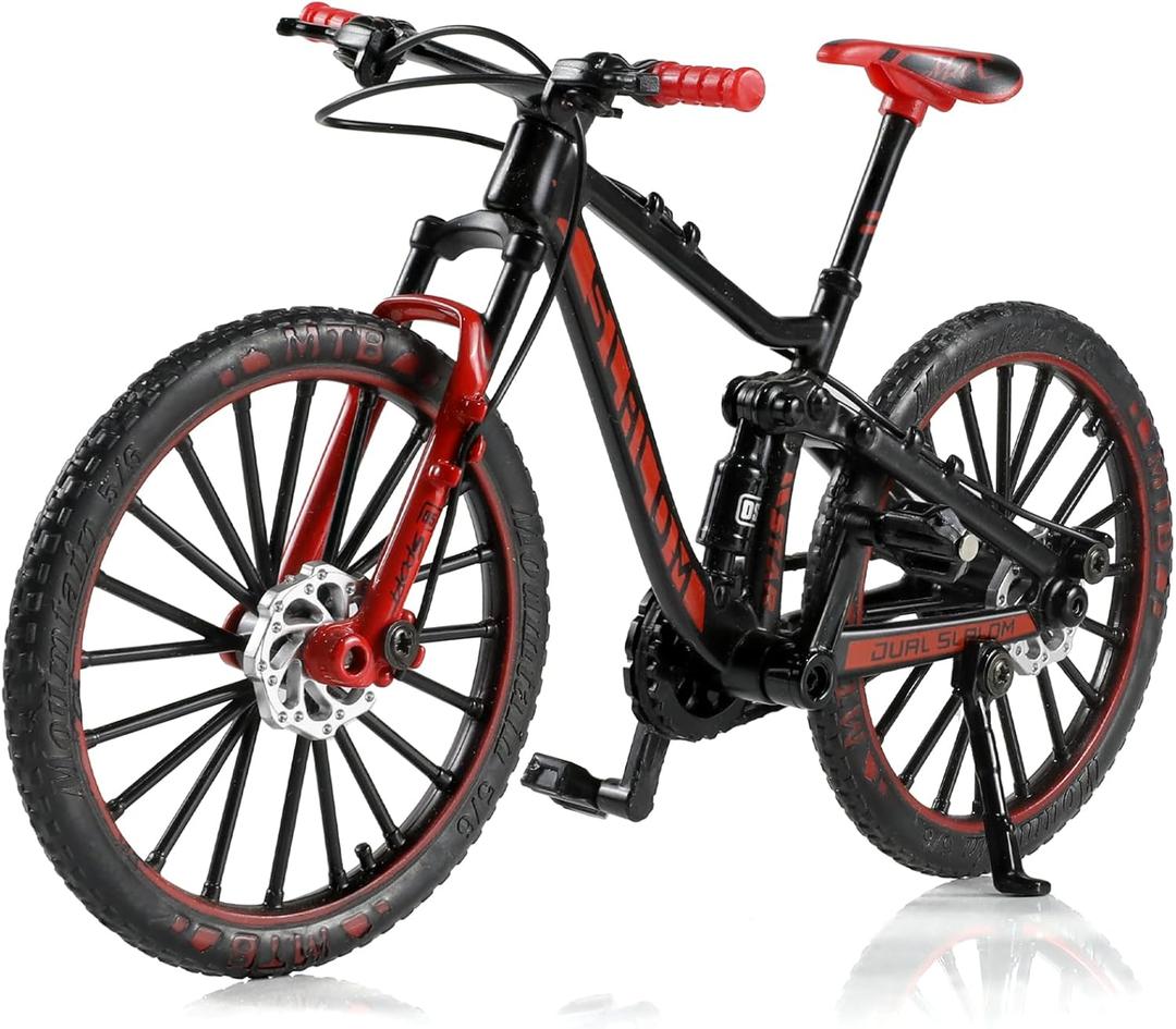 1:8 Scale Die-Cast Alloy Mini Mountain Bike Bicycle Model Toy Finger BMX Gift Desktop Decoration Crafts for Cycling Lovers(Red) (09.black & Red)
