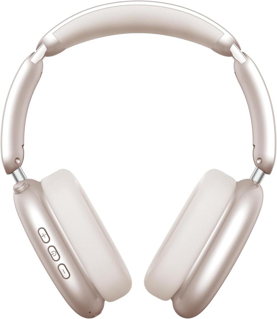 Wentronic Y02 Active Noise Cancelling Headphones,60H Battery,5 EQ Music Modes,Hi-Res Audio,Deep Bass,Foldable Wireless Over Ear Bluetooth 5.4 Headset,Breathable Leather Earpads (Starlight)