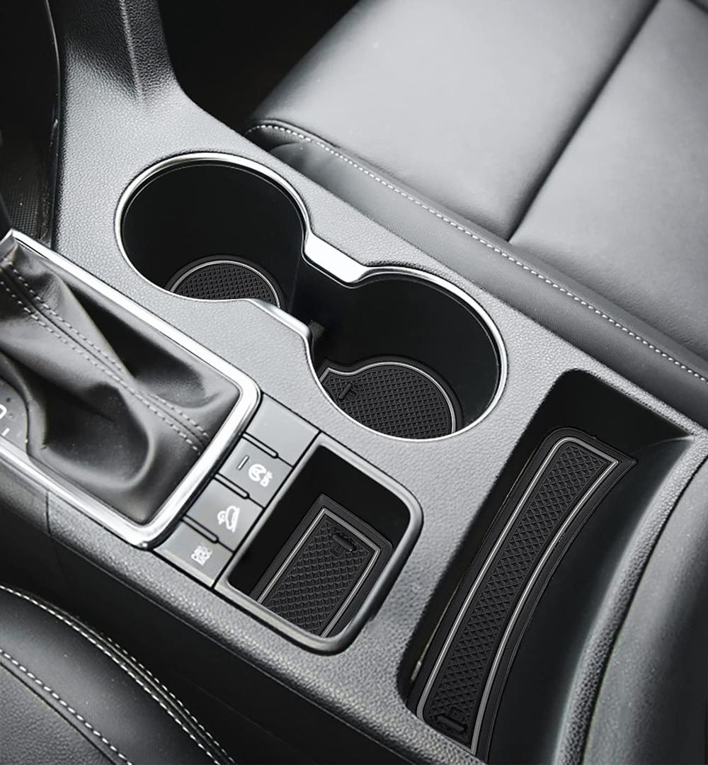 Auovo 2021 Anti-dust Mats for Kia Sportage KX5 Accessories 2017 2018 2019 2020 2021 2022 Custom Interior Cup Holder Inserts Center Console Door Pockets Liners 15pcs Left Hand Driver (Gray Trim)
