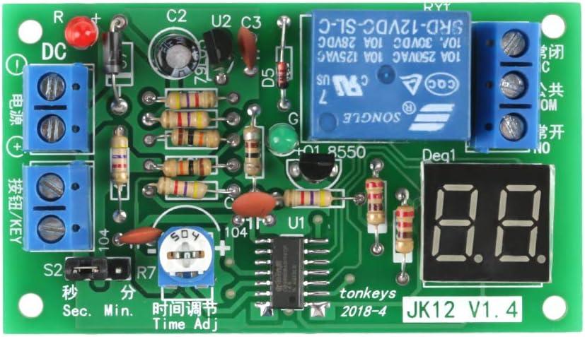 DC12V Adjustable Timer Relay, Relay Timing Module, Adjustable Time Switch Module, Digital LCD Display Countdown Timer