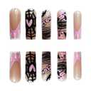 5 x Halloween Press on Nails Long Coffin Fake Nails with Ghost Designs False Nails Artificial Acrylic Full Cover Halloween Glue on Nails Square Shape False Nails for Women Girls Halloween Manicure Tips