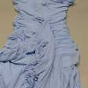 KUTUMAI Women Ruffle Bodycon Maxi Dress Ruched Long Formal Cocktail Wedding Guest Dresses Size M Blue