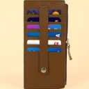 All in One Card Case Holder Slim Wallet With a Card Protection Strap by Leatherboss (Tan)