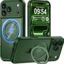 MOCCA Design for iPhone 17 Pro Case, Compatible with Magsafe [Premium Invisible Magnetic Ring Stand] [Military Drop Protection] Full Camera Guard Translucent Matte Slim Phone Cover 6.3",Dark Green