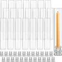 Teenyyou 12 Set Glass Hurricane Candle Holders Candlestick Bulk 12.6",Clear