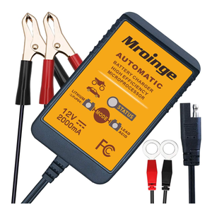 Mroinge MBC022, 12V 2A Lead Acid & Lithium(LiFePO4) Automatic Trickle Battery Charger Smart Battery Maintainer for Car Motorcycle Lawn Mower Boat ATV SLA AGM Gel Lithium(LiFePO4) and More Batteries