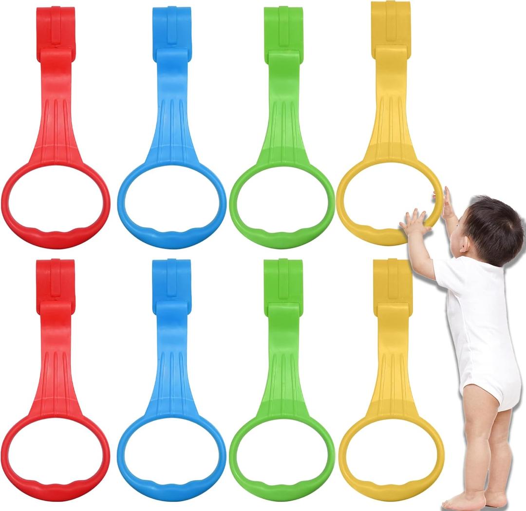 FOORAINDA Baby Pull Up Ring 4 Pack Babies Stand Up Learn to Walk Assistant Handle for Baby Playpen and Crib