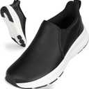 ZOVE Wide Toe Box Shoes Women Wide Width Waterproof Leather Hands Free Nursing Sneakers Ultra Light Extra Wide Walking Sneakers Non-Slip Chef Diabetes Nurse Work Shoes 8816,  Black 41