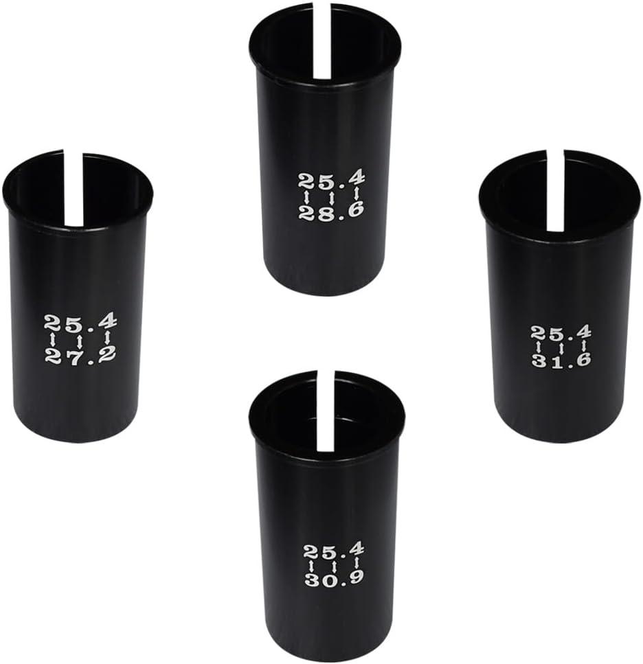 Albedel Bike Seat Post Adapter Shim Seat Post Adapter Bicycle Seat Tube Conversion Sleeve 25.4mm to 27.2/ 28.6/ 30.9/ 31.6mm 60mm Length Aluminum Alloy Set of 4 Sizes for Road Mountain Bike MTB