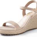 Ankis Platform Wedge Sandals for Women, Black Brown White Nude Espadrille Womens Wedge Sandals Comfortable Open Toe Ankle Strap High Heel Wedges for Women Dressy Summer -3.4Inch (7.5)