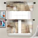 Batmerry Brown Beige Abstract Art Kitchen Valances Half Window Curtain, Brown Art Abstract Acrylic Painting Kitchen Valances for Windows Heat Insulated Valance for Decor Reducing The Light 52x18 Inch