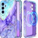 Casetego for Galaxy S25 Case,Compatible with MagSafe,[Military Grade Drop Test] Full Body Protection Slim Shockproof Rugged Marble Women Case for Samsung Galaxy S25 6.2 inch,Cobalt Violet