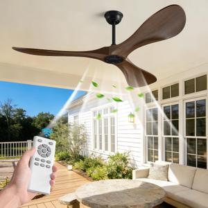 60 in Ceiling Fan of 7400+CFM High Airflow with Mute Remote Control,Ceiling Fan no light for Indoor/Outdoor Patios.6 Speed Noiseless Reversible DC Motor,Easy to Install with Timer for Living Room
