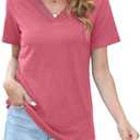 Womens Tops Dressy Casual V Neck Short Sleeve Lace Splice T Shirts Cute Fashion Clothes 2025 M 