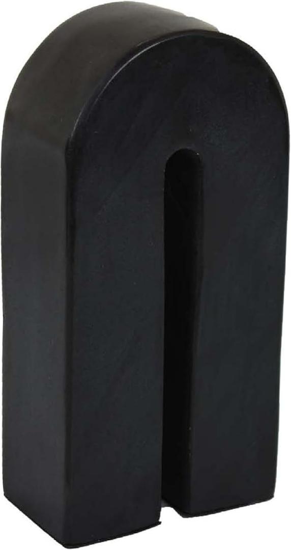 Benzara Modern Decorative Arch Sculpture in Matte Black Solid Marble, 8 Inch