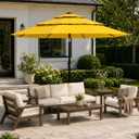 10ft Patio Umbrella, 3-Tier Vented Outdoor Table Umbrella with 8 Sturdy Fiberglass Ribs, Windproof Market Umbrella with Push Button Tilt and Crank, UV Protection for Deck, Pool, Sunshine Yellow