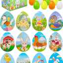 QLINLEAF 12 Pack Filled Easter Eggs with Puzzle inside for Easter Basket Stuffers Filler School Classroom Activities Party Favors