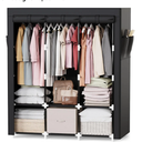 Mavivegue Portable Closet, 50 Inch Wardrobe Closet, Portable Closets for Hanging Clothes with 3 Hanging Rods and 6 Storage Shelves for Bedroom, Black