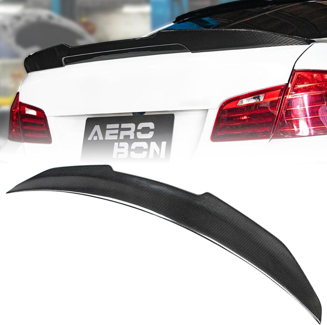 AeroBon Real Carbon Fiber Trunk Spoiler Compatible with 2011-2016 BMW 5 Series F10 Sedan F10 M5 Spoiler (H Style) High Kick